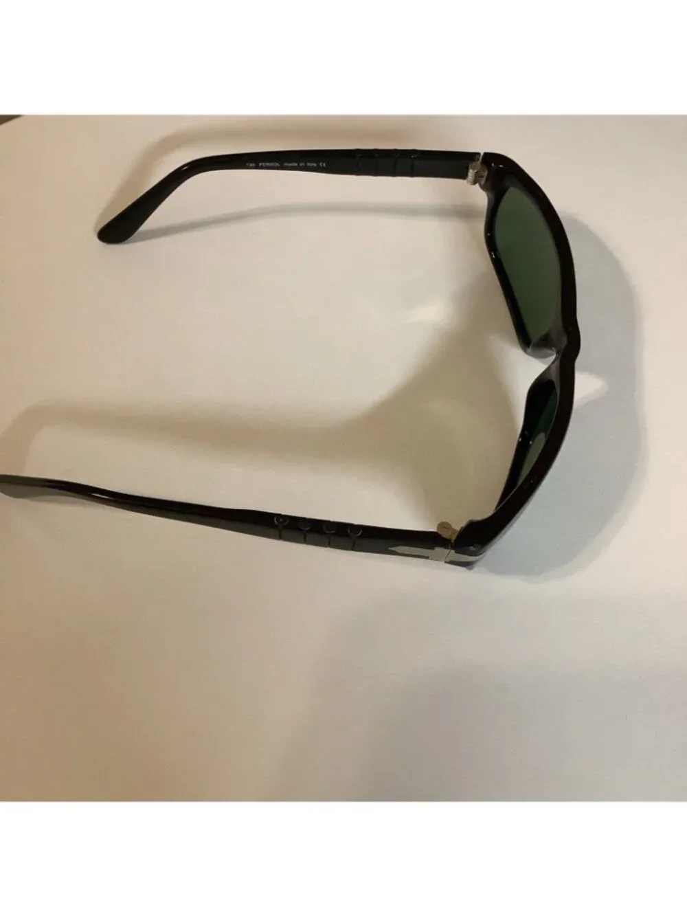 Persol 2604-S Vintage Sunglasses Oval Wrapped 57-18 Black Gloss/ Green Lens,Used